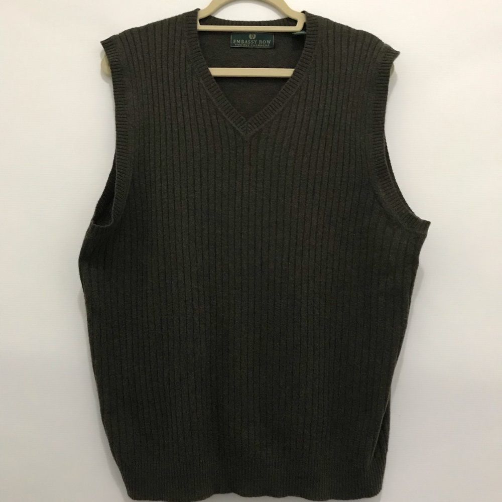Embassy Row Sweater Vest Mens Large Cashmere Pullover Ribbed Knit Hong Kong
